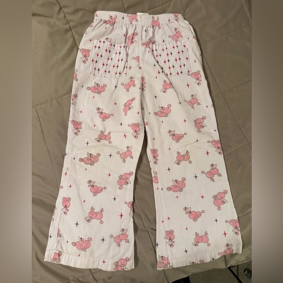 Painting Red Rhinos girls flared corduroy pants with poodle print. Size 5/6 EUC - Picture 1 of 4
